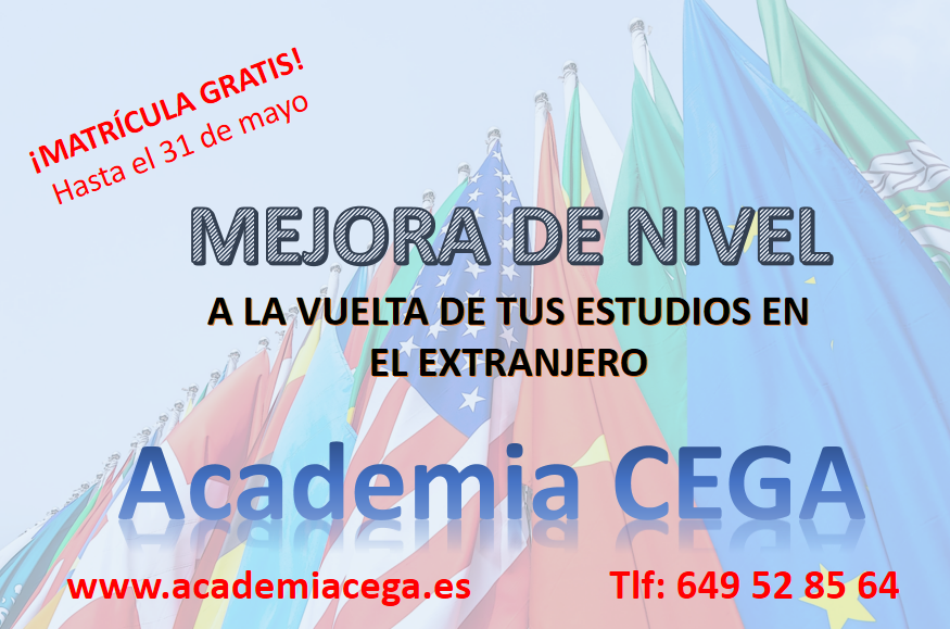 Curso de #MEJORAdeNIVEL a la vuelta de tus estudios en el extranjero
Refuerzo, repaso y preparación del siguiente curso en España.
Las clases comienzan el 3 de junio
👉#MATRÍCULAGRATIS 👈
Academia #CEGAenSevilla entre Triana y Los Remedios