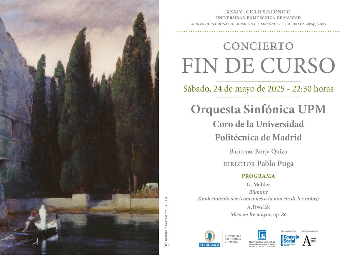 Universidad Politécnica de Madrid (@la_upm) on Twitter photo 🎵Todavía estás a tiempo de deleitarte con la mejor música en el concierto de este sábado 🗓️24/05. La orquesta <a href="/sinfonicaUPM/">Orquesta UPM</a> y el Coro de la #UPM ponen el broche final a esta temporada y aún puedes hacerte con tu entrada.
🎟️upm.koobin.es
#somosUPM <a href="/FGUPM/">Fundación UPM</a> 🎵Todavía estás a tiempo de deleitarte con la mejor música en el concierto de este sábado 🗓️24/05. La orquesta <a href="/sinfonicaUPM/">Orquesta UPM</a> y el Coro de la #UPM ponen el broche final a esta temporada y aún puedes hacerte con tu entrada.
🎟️upm.koobin.es
#somosUPM <a href="/FGUPM/">Fundación UPM</a>