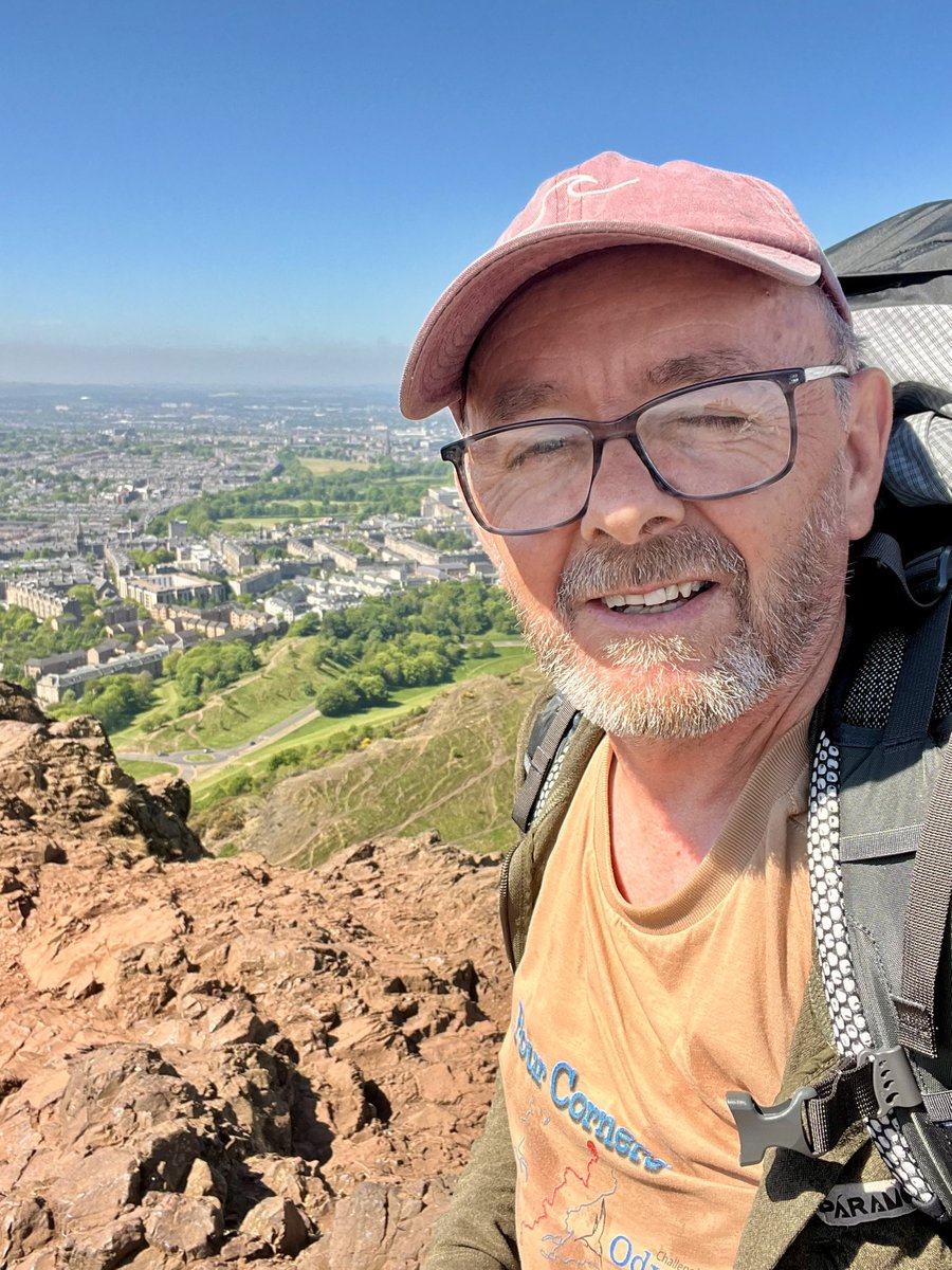 I’m on Arthur’s Seat in Edinburgh. I walked here from the Mull of Galloway. I’m feeling rather pleased!