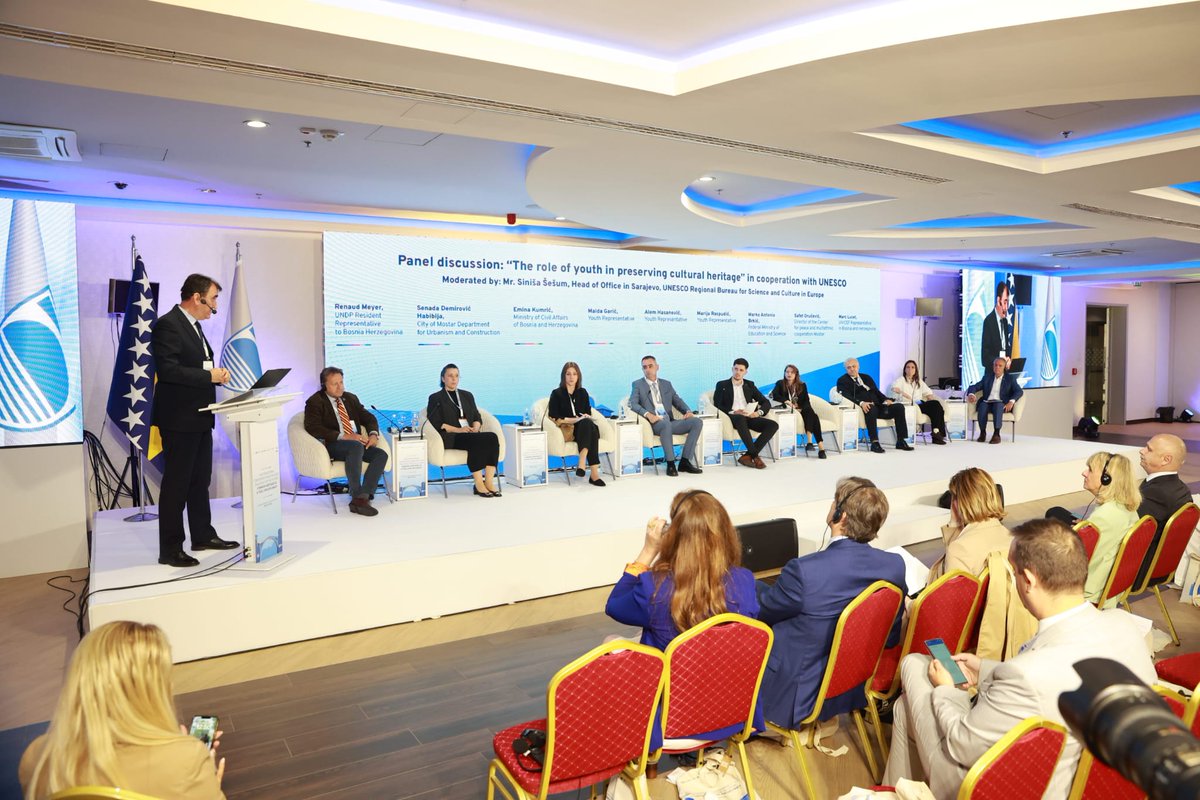 Ministry of Foreign Affairs of BiH 🇧🇦 (@mfa_bih) on Twitter photo At a panel discussion moderated by <a href="/UNESCO/">UNESCO 🏛️ #Education #Sciences #Culture 🇺🇳</a>’s Siniša Šešum, young voices took center stage at #MOSTAR2025, highlighting the vital role of #youth in preserving cultural heritage. #MVPBiH #UNESCO #DialogueForTheFuture #CulturalHeritage #Mostar #BosniaAndHerzegovina At a panel discussion moderated by <a href="/UNESCO/">UNESCO 🏛️ #Education #Sciences #Culture 🇺🇳</a>’s Siniša Šešum, young voices took center stage at #MOSTAR2025, highlighting the vital role of #youth in preserving cultural heritage. #MVPBiH #UNESCO #DialogueForTheFuture #CulturalHeritage #Mostar #BosniaAndHerzegovina