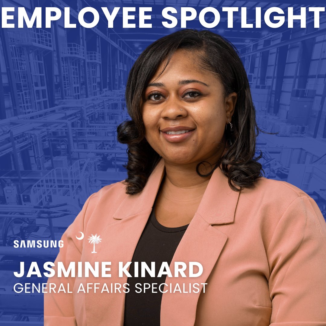SamsungSC's tweet image. &quot;My favorite thing about working with Samsung is being able to provide a service to our employees. I love the family-oriented atmosphere—it is the best place to work,&quot; said Jasmine Kinard.