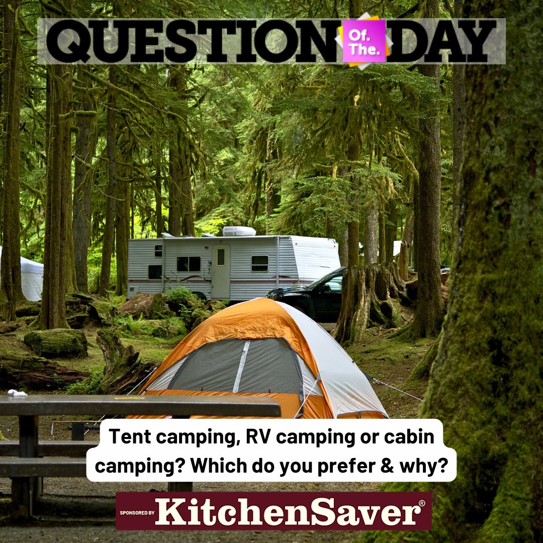 QUESTION OF THE DAY: Tent camping, RV camping or cabin camping? Which do you prefer &amp; why?

Comment your answer below!!