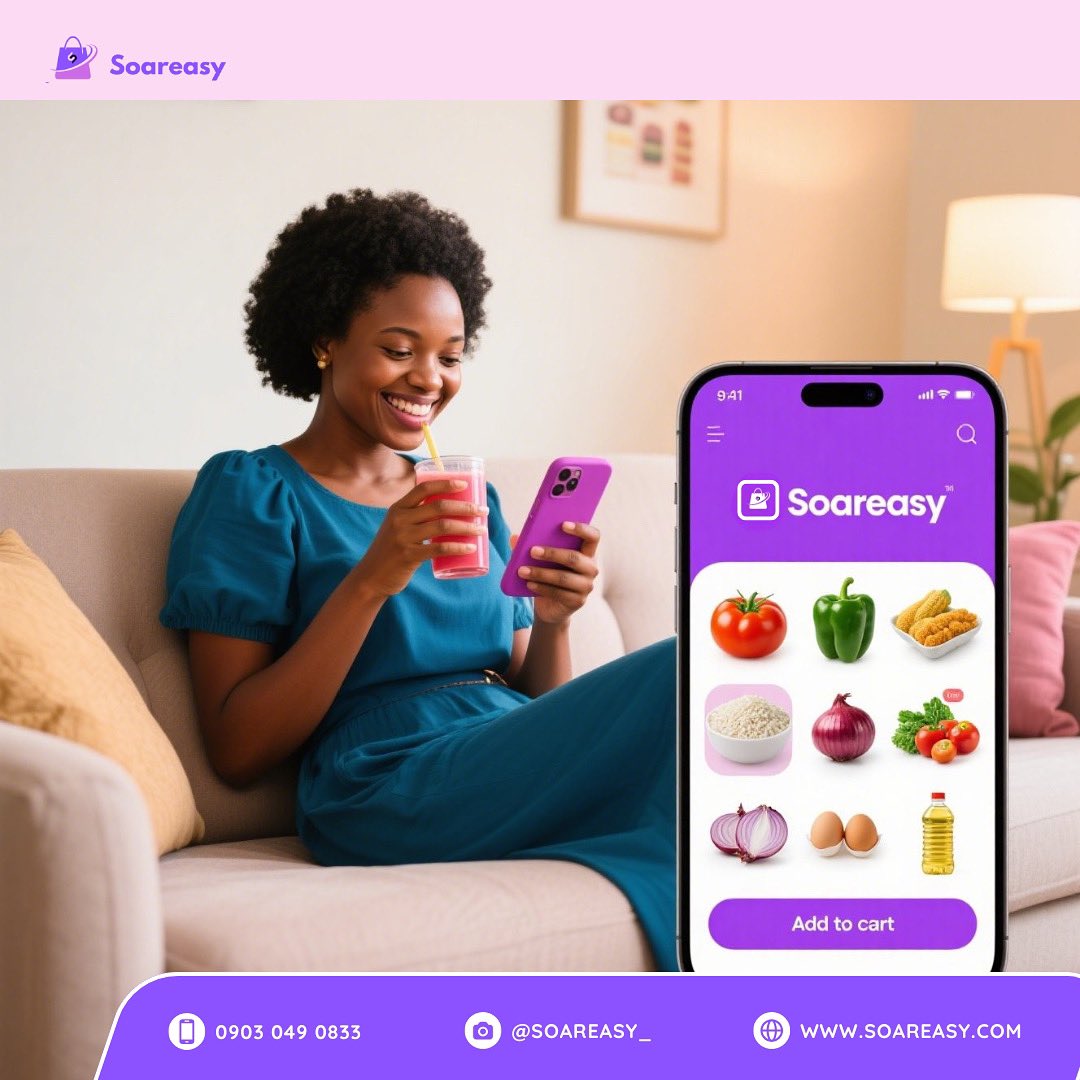 Woke up. Chose ease. Ordered from Soareasy. Back in bed. 

If you still go to the market every week, you’re doing too much. 😂

Let us take that load off. Try Soareasy today. 

#soareasy #SmartChoices #smartgroceryshopping