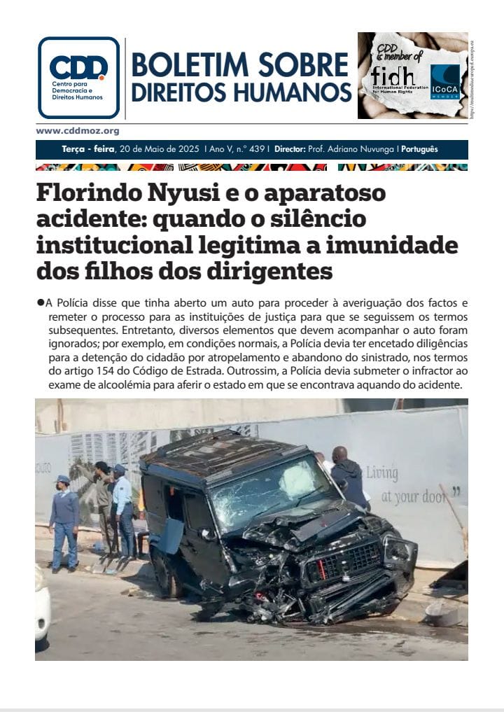 CDD - Centro para Democracia e Direitos Humanos (@cdd_moz) on Twitter photo Florindo Nyusi e o aparatoso acidente: quando o silêncio institucional legitima a imunidade dos filhos dos dirigentes
Eis aqui a publicação completa: cddmoz.org/wpcontent/uplo…
<a href="/adriano_nuvunga/">Prof. Adriano Nuvunga</a> Florindo Nyusi e o aparatoso acidente: quando o silêncio institucional legitima a imunidade dos filhos dos dirigentes
Eis aqui a publicação completa: cddmoz.org/wpcontent/uplo…
<a href="/adriano_nuvunga/">Prof. Adriano Nuvunga</a>