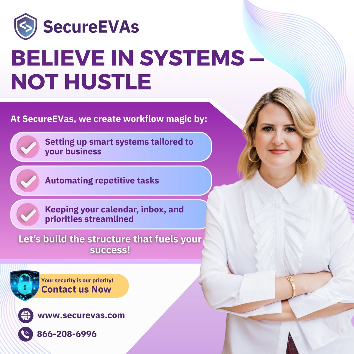 SecureEVAs's tweet image. ⚙️ Believe in systems—not hustle.
Hustling 24/7 isn’t sustainable. Smart systems are.

#SecureEVAs #SystemsOverHustle #WorkSmarter #BusinessAutomation #VirtualAssistantSupport #ScaleYourBusiness