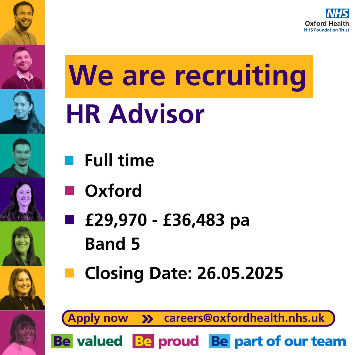 We’re looking for a knowledgeable and passionate HR Advisor to join our supportive HR team on a 12-month fixed-term contract or secondment.
 
💻 loom.ly/s2duXgc
📆 Closing date: 26.05.2025
📍 Littlemore, Oxford
 
#OneOHFT #HRJobs #NHSJobs #OxfordHealth #JoinOurTeam