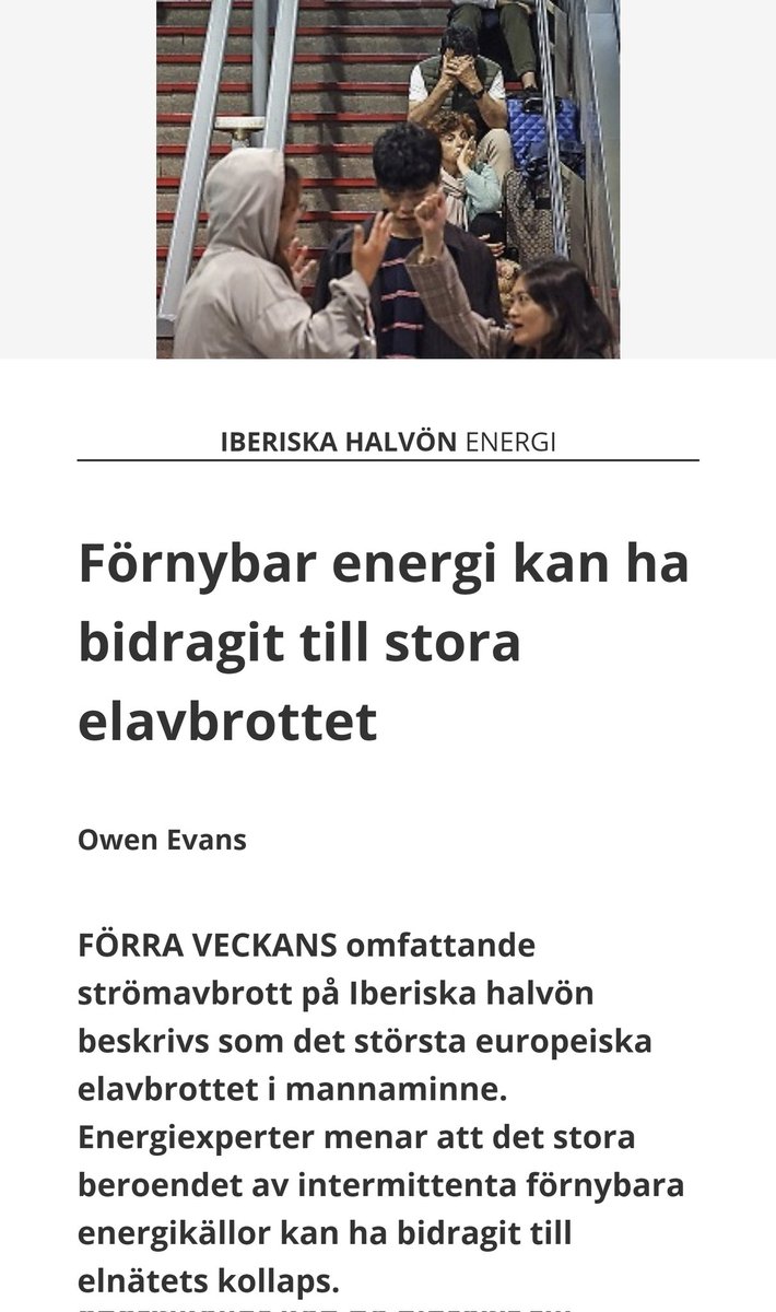 johan_lg2's tweet photo. Vill Vattenfall göra en Spanien?

Oskarshamn 3 är Sveriges ryggrad gällande förmåga att stabilisera elnätet.

En av världens största kokvattenreaktor med 1450MWel och 70 meter lång generatoraxel med tyngd av 1250 ton.

Förmågan att stabilisera frekvensen uttrycks som roterande svängmassa, dvs stora och tunga generatorer med tillhörande stor rotationsenergi innebär att frekvensen inte ändras så snabbt, vilket är positivt för stabiliteten i systemet.

Trögheten i de stora och tunga generatorerna motverkar effektpendlingar i nätet, dvs svårare för en störning att påverka systemet som helhet. Kärnkraftverk är alltid den mest effektiva stabilisering man kan ha i ett elsystem.

Kärnkraftverk är 500 gånger mer stabilt än ett vindkraftverk, enbart utifrån den roterande energin i sig.

Vindkraft och solceller har ingen roterande svängmassa alls. Det gör att det är svårt, på gränsen till omöjligt, att bygga ett stabilt elsystem i stor skala. Spanien försökte, och misslyckades stort. Hela landets elsystem inkl. Portugal kollapsade.

Med mycket vind och sol blir störningarna fler och värre, med höga kostnader för att åstadkomma stabilitet med andra metoder

Med ökad andel vindkraft, och därmed många lätta generatorer inkopplade mot nätet, förvärrar redan försvagad elnät.

Totala elnätskostnaden för vindkraft på land är 10 gånger så hög som för kärnkraft, och solel är 20 gånger dyrare än för kärnkraft.

Alla världens väl fungerande energisystem bygger på tung baskraft i botten. Dessa består i dagsläget av kol, gas och olja samt vatten- och kärnkraft. Här hittas stora tunga generatorer som hjälper till att stabilisera elnätet och trycker strömmen från punkt A till punkt B

Vindkraften har orsakat att vi idag har brist på planerbar el motsvarande 5st kärnkraftverk.
Vi har idag tillgång till mindre planerbar el än för 40 år sedan, och den el vi har tillgång till dessutom är av sämre kvalitet än tidigare.

Sverige hade ett starkare elsystem 1985 än 2025. Hade man låtit kärnkraften verka i fred utan politiska krokben hade inte en enda vindkraft behövs byggas.
Sverige hade för 40 år sedan ett elnät som låg i världsklass

Den timme med högst elbehov är det i regel mörkt, kallt och vindstilla. Då levererar
📍Vindkraft 9% 
📍Solkraft 0%
Finns inget förnuft i att vilja ha mer av en kraftkälla som inte kan leverera när elbehovet är som störst.

Under vinterhalvåret producerar kärnkraften inte sällan nära 100% av tiden.

Ren och hållbar elproduktion som koncentrerades på 4 små platser i landet, tog väldigt lite yta i anspråk.

I stället har stora skogar i mellansverige och norrland blivit rena industrilandskap med hundratals vindkraftverk som är ungefär lika diskreta som Eiffeltornet.

Har man som motiv att skapa ett instabilt elnät, energifattigdom när det inte blåser och miljöförgiftning av allt liv i närområdet så är vindkraften det självklara valet.

Produktion, överföring och användning måste i varje sekund vara i balans, hela tiden.

Vinden som träffar vindkraftverken varierar, ibland snabbt och kraftigt. Detta leder till motsvarande variationer i hur vindkraften påverkar spänningen på nätet.
Ju fler vindkraft desto instabilare elnät och mer volatila elpriser

I Vasa i Finland vägde man tre rotorblad efter tio års drift, då de bytts ut till nya. De vägde två ton mindre.
📍Mikroplaster
📍Nanoplaster
📍PFAS
📍Bisfenol A 
(1 kg Bisfenol A räcker för att förorena 10 miljarder liter vatten).
hamnade i närmiljön, då vingarna slits.

Vanligt förekommande rotorblad som används idag är uppbyggda av epoxy-resin innehållande upp till 30 procent Bisfenol A (BPA), ett hormonstörande ämne som av EU är listat som särskilt farligt.

Djurförsök visar att PFAS kan orsaka cancer och att lever, fettmetabolism, sköldkörtelhormoner och immunsystemet påverkas vid PFAS-exponering. 

Vindkraft är smutsig, giftig, djur- och natur fientlig, hälsoskadlig, värdeminskande, skapar ostabilitet i elnätet och volatila elpriser.