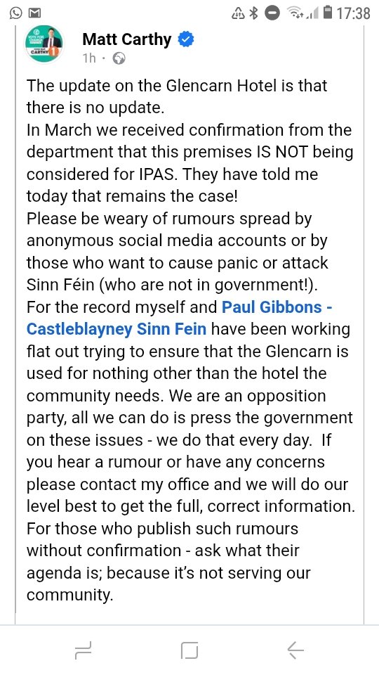 NuachtEire's tweet photo. Is this DESPERATION? Is it a party that hangs on by a thread but thinks the public are so bumb that they will eventually turn back? They have seriously underestimated the IRISH people. #irelandisfulll #mattcarthy #sinnfein #Castleblaney #carrickmacross https://t.co/otXPOCJRPX