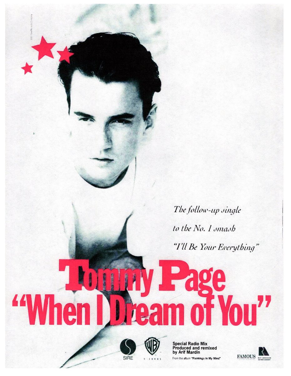 myfizzypop's tweet photo. Loved this full page ad for #TommyPage's wistful crooner ballad #WhenIDreamOfYou from 35 yrs ago (#onthisdayinpop in 1990). Gorgeous song that felt like a much bigger US smash than it was (probably because I played it so much, back to back w/ #DebbieGibson's #NoMoreRhyme). https://t.co/MYAfxV75UH