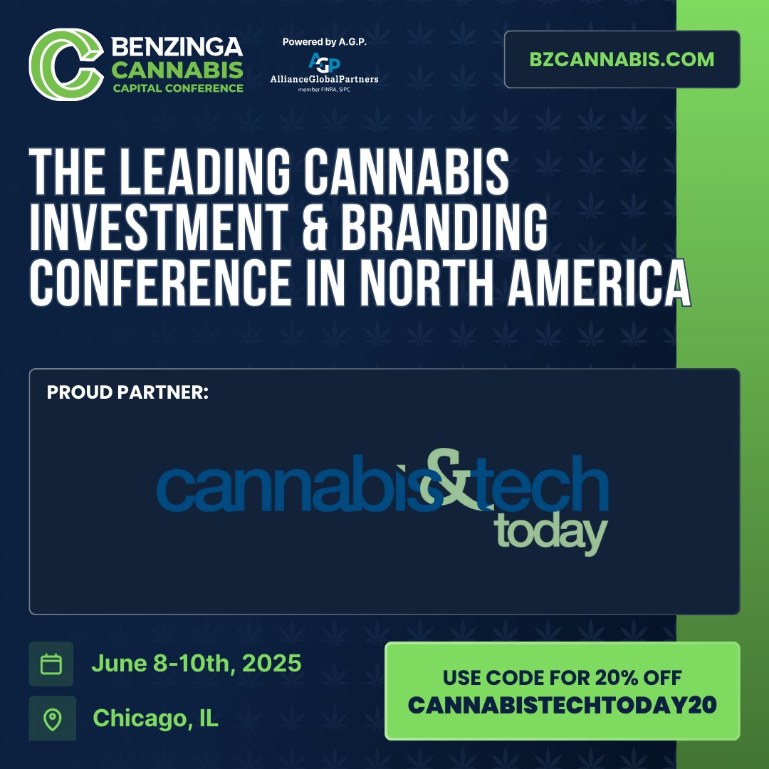 Cannabis & Tech Today (@cannatechtoday) on Twitter photo Join us at the <a href="/BzCannabis/">Benzinga Cannabis</a> Cannabis Capital Conference in Chicago, June 8-10! Lock in your discounted ticket with code CANNABISTECHTODAY20 at checkout. Don’t miss out on this must-attend event for cannabis leaders! Join us at the <a href="/BzCannabis/">Benzinga Cannabis</a> Cannabis Capital Conference in Chicago, June 8-10! Lock in your discounted ticket with code CANNABISTECHTODAY20 at checkout. Don’t miss out on this must-attend event for cannabis leaders!