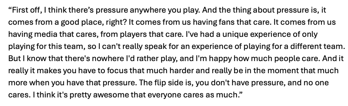 lukefoxjukebox's tweet image. Lots of Maple Leafs got asked today about the pressure of playing in Toronto and if it affects performance. Liked Joseph Woll's response best...