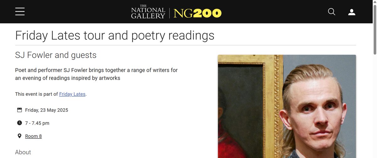 SJ Fowler (@stevenjfowler) on Twitter photo This Friday night, May 23rd, 7pm and free in Room join me <a href="/VincentAbnett/">Dan Abnett + Nik</a> Eleanor Wilders, Harper Stringer and Danica Ignacio <a href="/NationalGallery/">National Gallery</a> nationalgallery.org.uk/events/friday-… This Friday night, May 23rd, 7pm and free in Room join me <a href="/VincentAbnett/">Dan Abnett + Nik</a> Eleanor Wilders, Harper Stringer and Danica Ignacio <a href="/NationalGallery/">National Gallery</a> nationalgallery.org.uk/events/friday-…