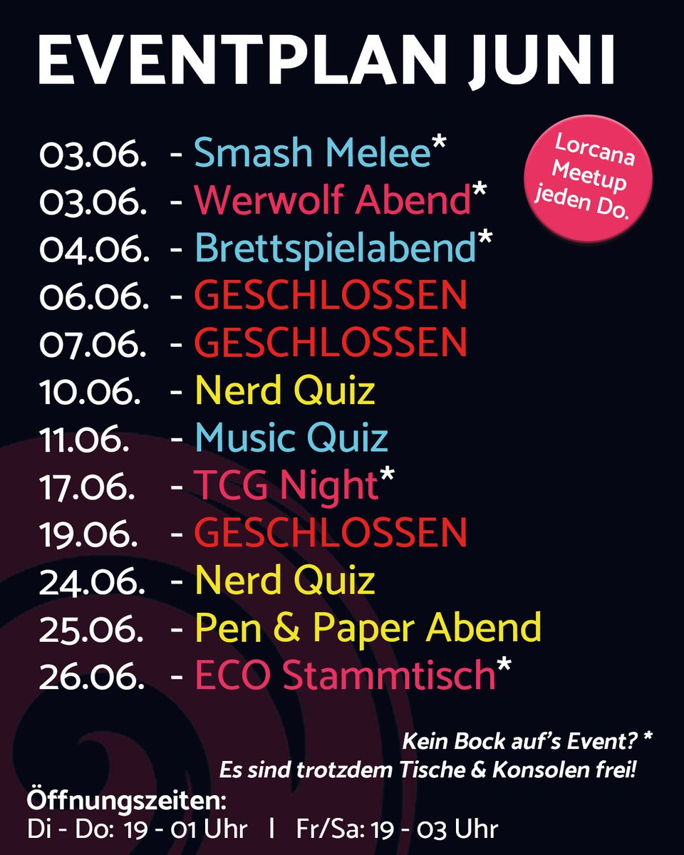 Neben unseren allseitsbekannten Eventreihen findet diesen Monat auch die DOKOMI in Düsseldorf statt, wo wir (wie auch die letzten Jahre schon) einen Stand im 18+ Bereich haben werden. Währenddessen bleibt das Lost allerdings leider geschlossen.