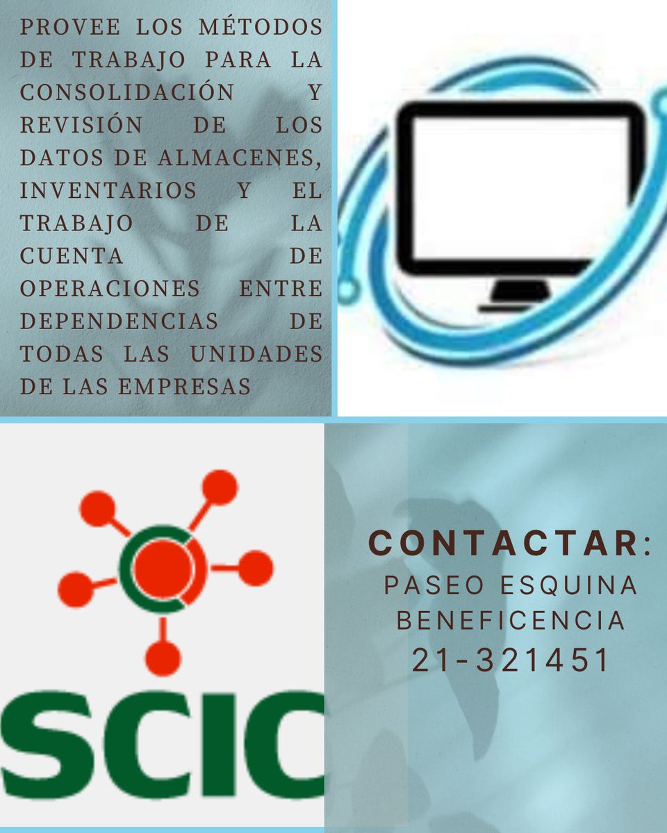 👋 Hola!!👋 

Sabías que ServiSoft SURL tiene la respuesta a tus necesidades de consolidación de las informaciones contables de tus unidades. 

Además cuenta con un módulo para la contratación 😲

No dudes en contratar nuestros servicios 😉 

#CubaVencerá 
#PorCubaJuntosCreamos