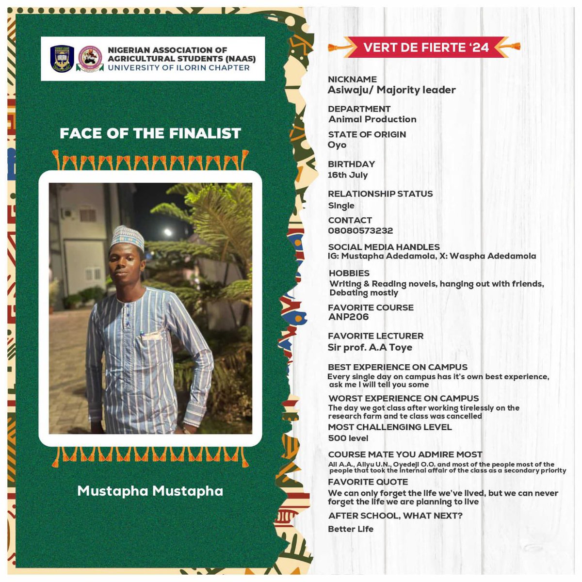 VertDeFierte's tweet photo. Just leave it to God 

Faces of finalists 
VDF24

Mustopha 🙌🏾
Zainab ❤️
Hamzat 🫡 https://t.co/JLZEZj9glX