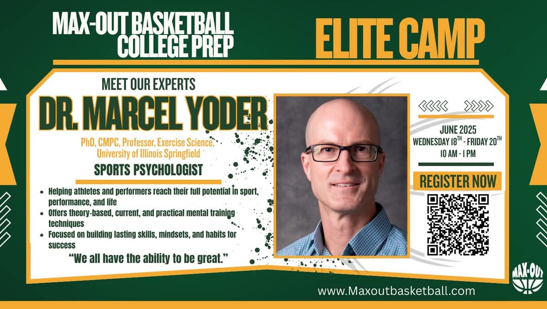 MaxOUTBball's tweet photo. Mental health isn't just important — it's essential. That’s why we’re proud to welcome Dr. Marcel Yoder, Sports Psychologist to this year’s camp! Registration is still open https://t.co/lqEBs5YC29
#CollegeAthletics #MentalHealth #StudentAthlete #MaxOUT #BasketballCamp #Athlete https://t.co/gpvtD0n77s