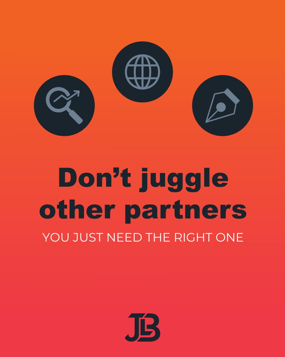 JLBllc's tweet photo. Why juggle five vendors when one partner can do it all? JLB is your team for web, SEO, and digital marketing–all under one roof. Contact us today to get started! https://t.co/zmEHb7j2i7