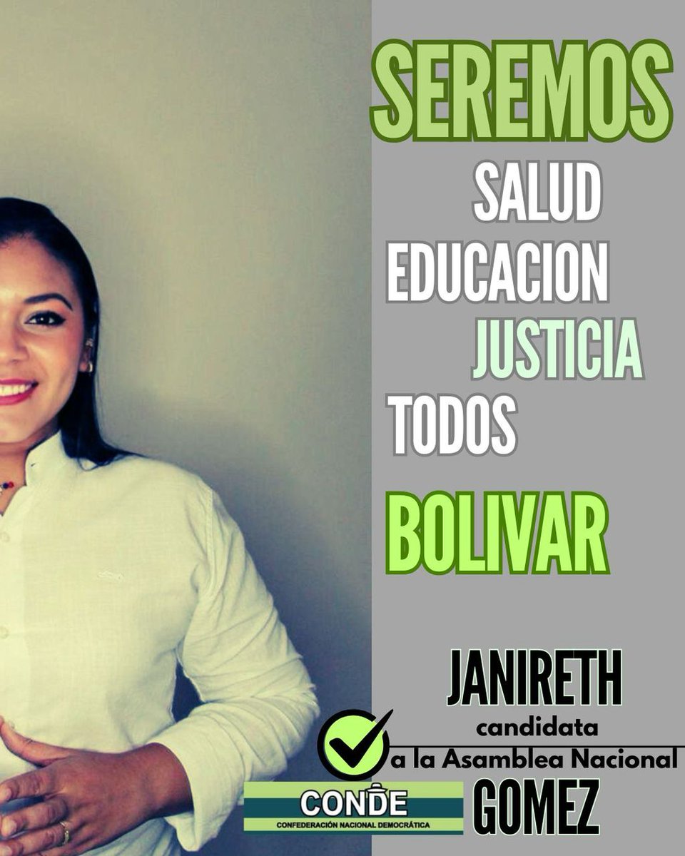 GJanireth's tweet photo. ¡Tenemos un compromiso con Venezuela!

Seguimos construyendo una opción que le permita a nuestros ciudadanos expresarse.

Este #25May en Bolívar se vota por @cesarramirezpoz y sus candidatos al Consejo Legislativo y la Asamblea Nacional.

¡Sal a votar y sé parte del cambio! https://t.co/m8HTP9AG4z