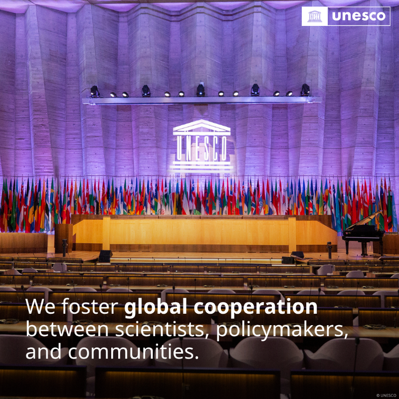 UNESCO's tweet photo. The “S” in UNESCO stands for science — a core part of our work and a powerful tool to build a more sustainable world.

Swipe to see how we use science for impact! 👉