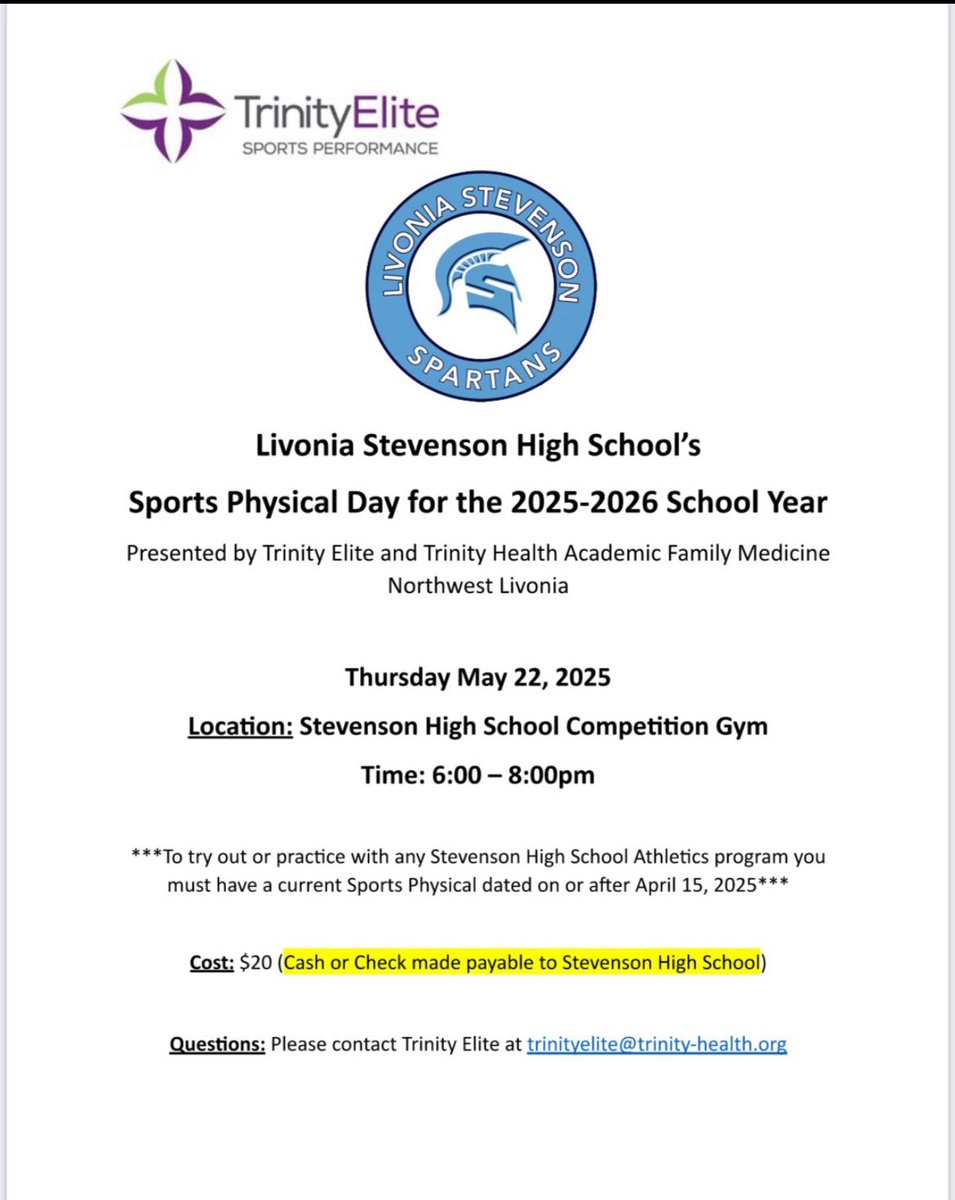 Mark the calendar🗓️ <a href="/LivoniaDistrict/">Livonia Schools</a> <a href="/SHS_Sport_Med/">Livonia Stevenson Athletic Training</a> <a href="/Spartans_SHS/">Stevenson Athletics</a> <a href="/LivSHSHockey/">Liv Stevenson Hockey</a>