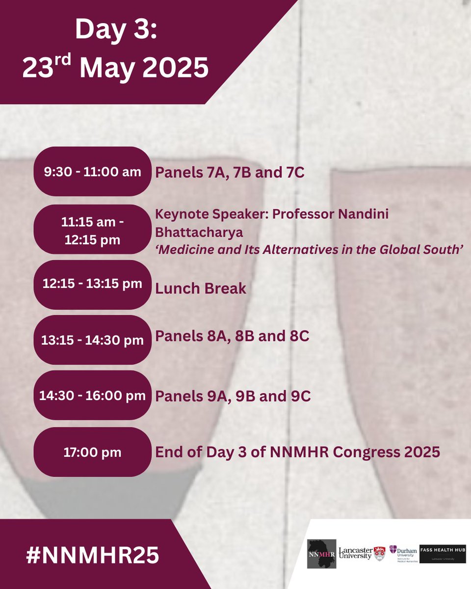 Introducing the conference schedule for #NNMHR25, we are really excited about three days of interesting and important research across the medical humanities.