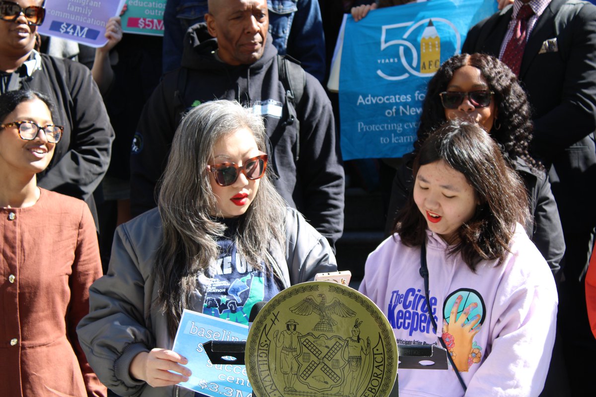 Students &amp; parents fuel our coalition, &amp; our favorite mother-daughter duo called this morning for baseline funding for restorative justice, the mental health continuum, &amp; all the critical programs students need and deserve. The City must baseline them this year, Paullette &amp; Kira!