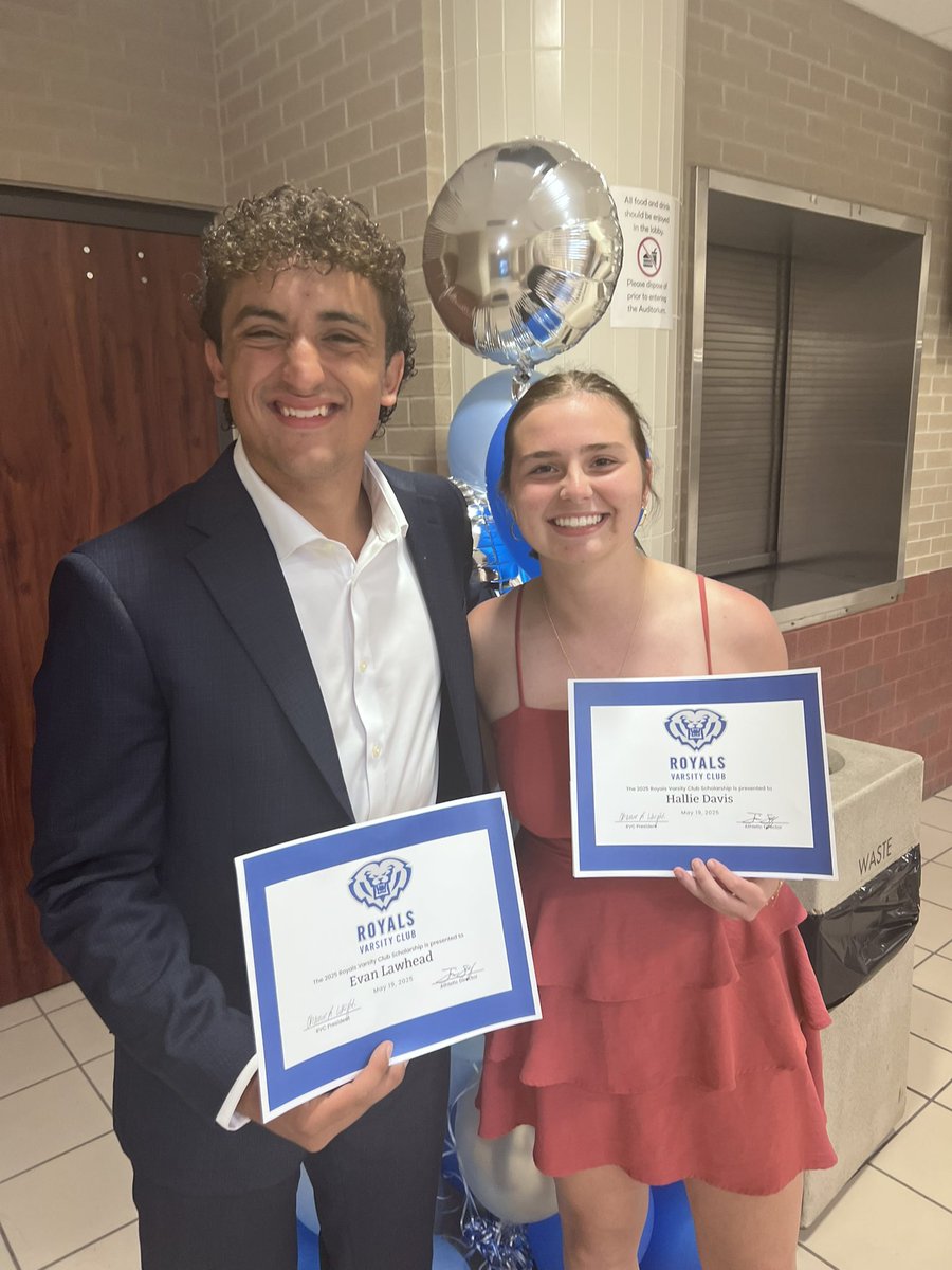 Congratulations to Evan Lawhead &amp; Hallie Davis on winning the Royals Varsity Club Scholarship!  

impressive, Unified, Royals….