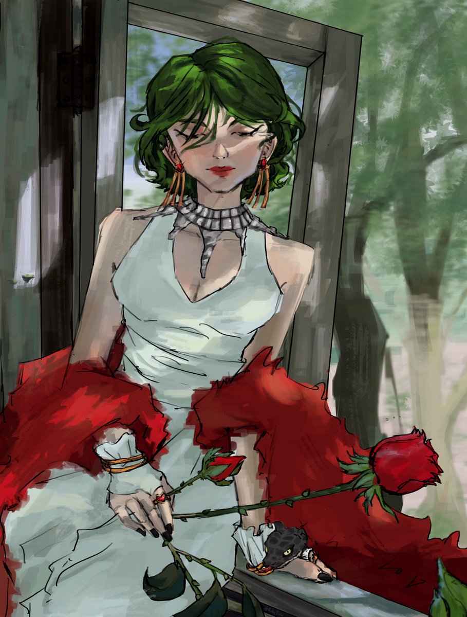 Ruby3o6's tweet photo. 优雅的玫瑰 (hostess) #art #fanart #mafia42 5th fanart contest https://t.co/cfSyLQdmWg