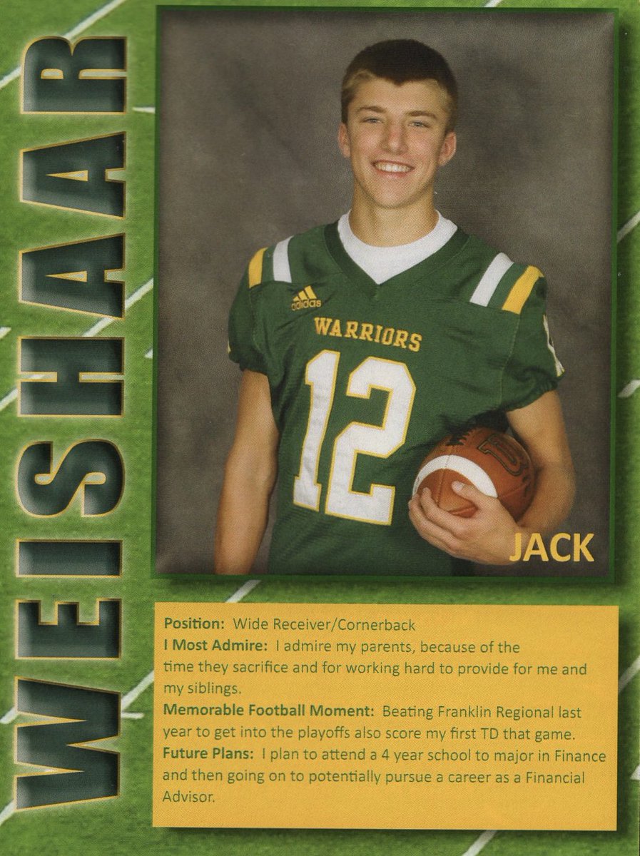Rush Pedder (@rushpedder) on Twitter photo SENIOR SPOTLIGHT
<a href="/weishaar_jack/">Jack Weishaar</a>
Penn-Trafford High School
Class of 2025
<a href="/ptwarriorfb/">PennTraffordFootball</a> SENIOR SPOTLIGHT
<a href="/weishaar_jack/">Jack Weishaar</a>
Penn-Trafford High School
Class of 2025
<a href="/ptwarriorfb/">PennTraffordFootball</a>