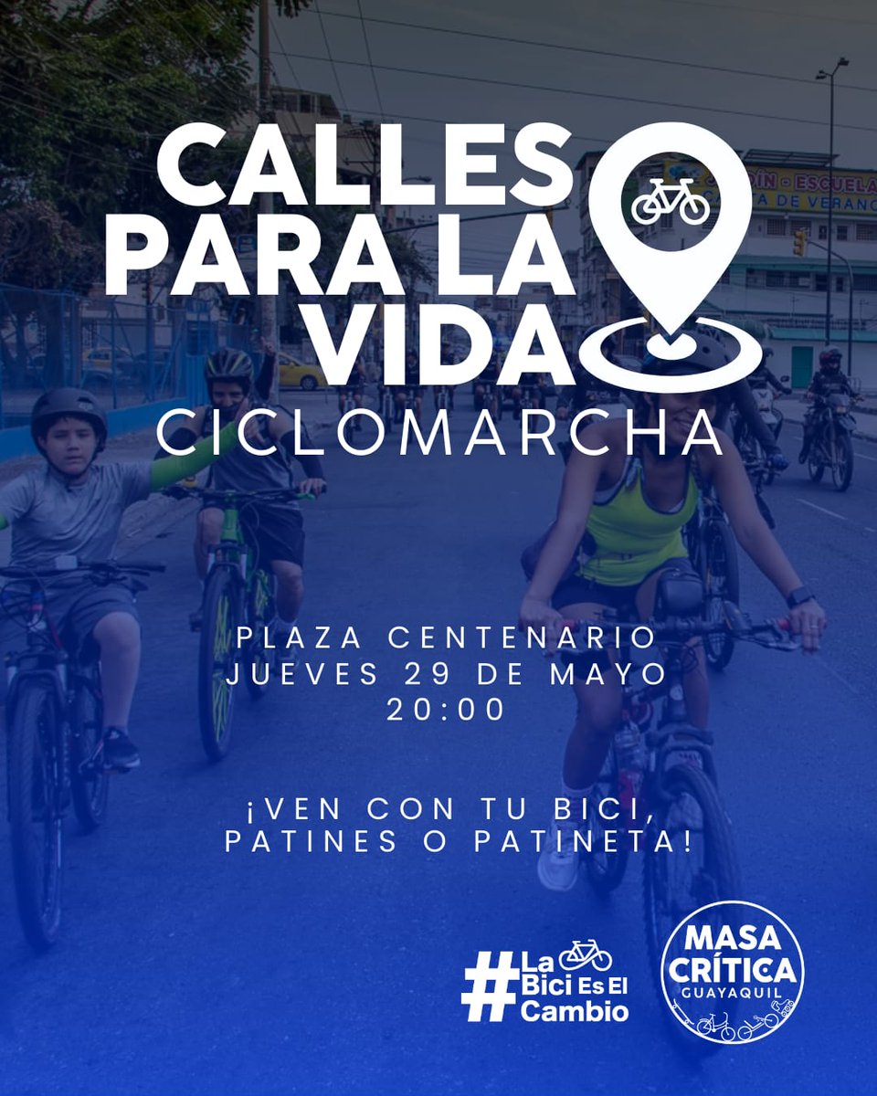 masacriticagye's tweet photo. ¡Listos para pedalear y patinar en nuestro espacio público! 🔥 #Guayaquil necesita más infraestructura peatonal y ciclista, así como el mantenimiento de la existente.

Vamos a manifestarnos en comunidad en nuestra #MasaCrítica de mayo 💪🏼

#LaBiciEsElCambio🚲🛼🛹 https://t.co/ERIjkVbpch