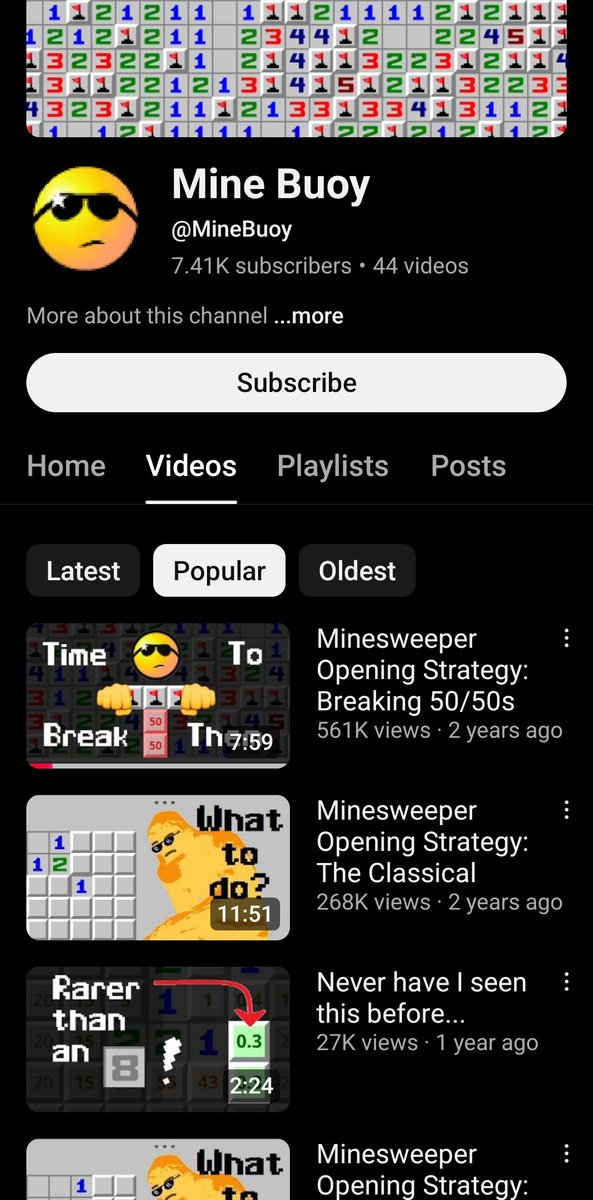 there's a youtube channel about minesweeper