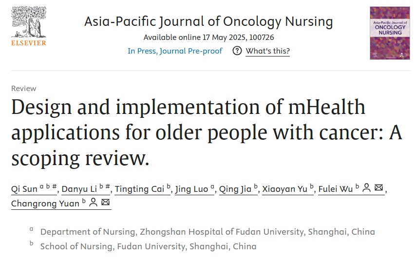 APJON_AONS's tweet image. Thrilled to share our latest scoping review sciencedirect.com/science/articl… 
#digitalhealth #mhealth #cancercare #GeriatricOncology  #ScopingReview #oncologynursing #mobileapps  #CancerSupport