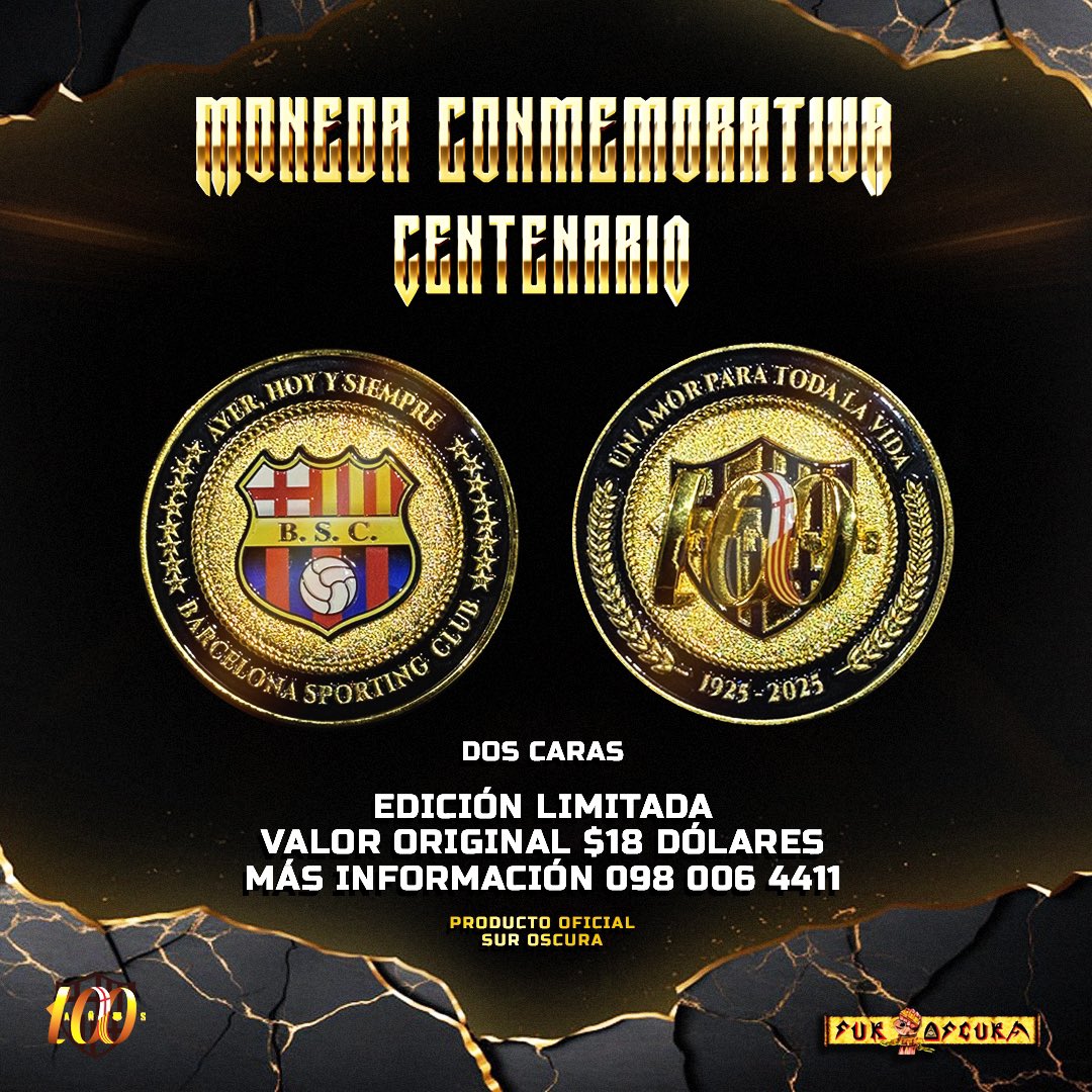 Producto oficial de la Barra SUR OSCURA

PRECIO $18 
Consíguela con los grupos oficiales de la Matriz Sur Oscura.
Más información al: 0980064411

DETALLES DE LA MONEDA:
• Dos caras con diseños únicos que representan la historia y grandeza del Ídolo
• Diámetro: 6 cm