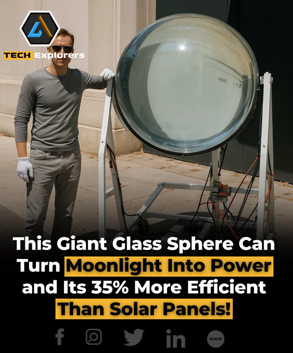 themestimes's tweet photo. Imagine a solar technology that doesn’t sleep. Meet Betaray — a futuristic glass sphere that captures sunlight, moonlight, and even light on cloudy days to generate clean power.
#solarpower #renewableenergy #futuretech #betaray #greeninnovation https://t.co/mXsvV5LiZO
