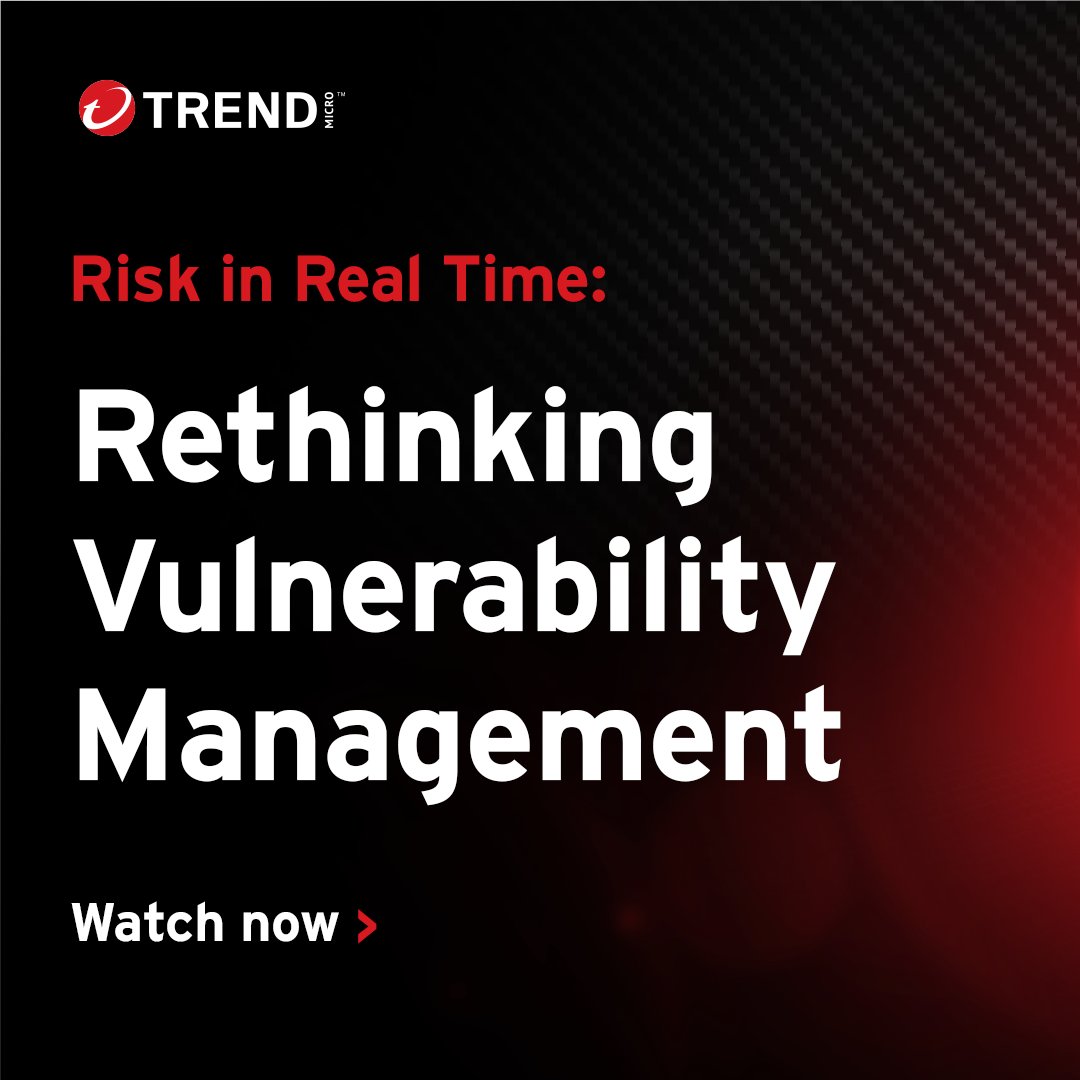 Jim Zupon (@jzupon) on Twitter photo 🚀 Go beyond the A, B, CVEs of vulnerabilities and discover how Trend Vision One™ prioritizes what matters with real-world threat intelligence.
🌟 Watch our demo session, featuring <a href="/TrendMicro/">Trend Micro</a>'s #ProactiveSecurity insiders, right now: bit.ly/4kcdgyr 🚀 Go beyond the A, B, CVEs of vulnerabilities and discover how Trend Vision One™ prioritizes what matters with real-world threat intelligence.
🌟 Watch our demo session, featuring <a href="/TrendMicro/">Trend Micro</a>'s #ProactiveSecurity insiders, right now: bit.ly/4kcdgyr