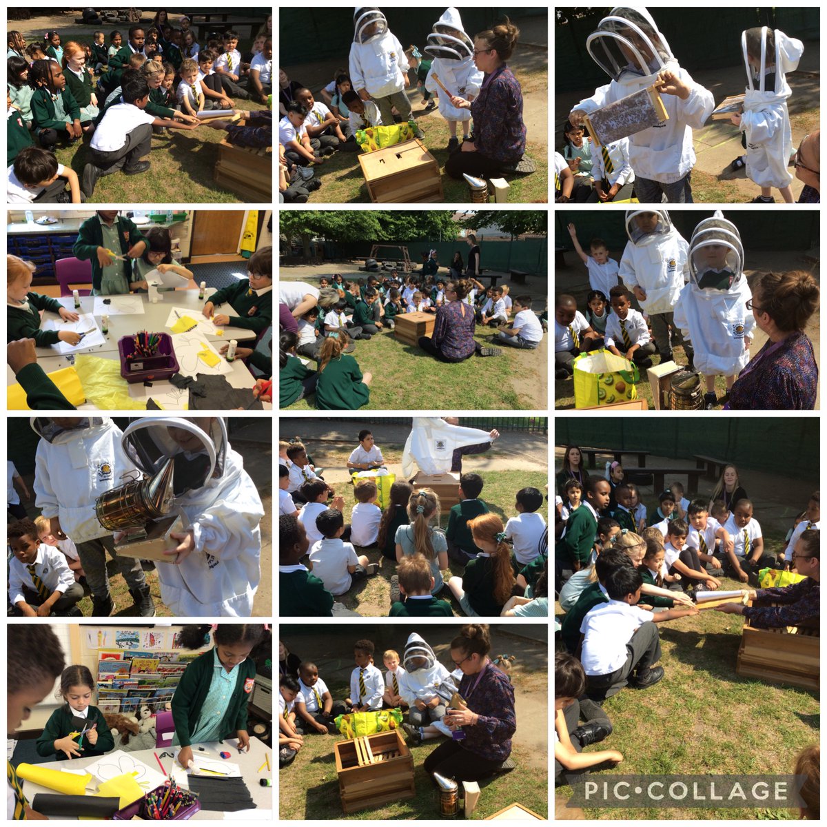 Today is World Bee Day! Mrs Blower the beekeeper taught us all about bees. Y1 have enjoyed exploring beekeeping equipment and creating bee collages. <a href="/StMargarets_/">St Margaret's Anfield CE Primary</a>
