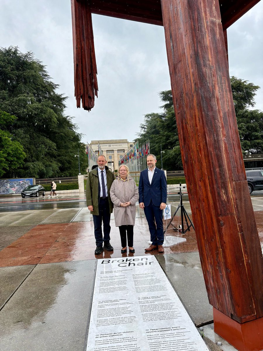 It was an honour to join Handicap International Switzerland &amp; Geneva representatives for the re-opening of Broken Chair. A symbol of vulnerability &amp; resilience, the chair stands strong today – a reminder of the work carried out by #InternationalGeneva for a better &amp; safer world.