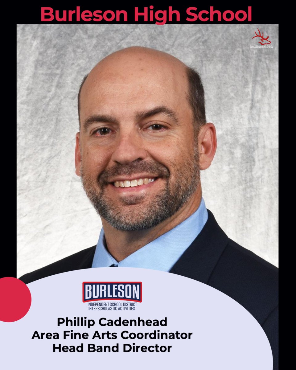 BISD Fine Arts (@bisd_finearts) on Twitter photo BISD welcomes Phillip Cadenhead as the new Fine Arts Area Coordinator/Director of Bands
<a href="/BHSElks/">Burleson High School</a> <a href="/Burlesonhsband/">Spirit of the Elks</a> <a href="/BurlesonISD/">BurlesonISD</a> BISD welcomes Phillip Cadenhead as the new Fine Arts Area Coordinator/Director of Bands
<a href="/BHSElks/">Burleson High School</a> <a href="/Burlesonhsband/">Spirit of the Elks</a> <a href="/BurlesonISD/">BurlesonISD</a>
