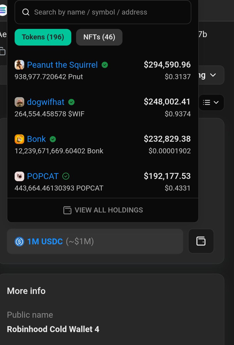 system_errorXBT's tweet photo. it seems @RobinhoodApp is buying $UFD

AeBwztwXScyNNuQCEdhS54wttRQrw3Nj1UtqddzB4C7b -> funded this wallet->5vgLMpJEj6Wc8dc64ZFo2tC11KzRw1dt9G9PCPeNuhk which bought 100k worth of $UFD

AeBw holds nearly $5 million in assets and is labeled as "Robinhood Cold wallet 4" 

see pics https://t.co/n2v73WTrzy