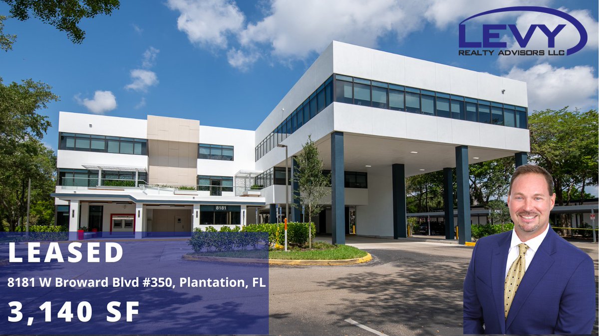 LevyRealtyAdv's tweet photo. We are pleased to announce the lease extension of BBCHK, Inc., an accounting and CPA firm at 8181 W Broward Blvd. BBCHK has been a long-time tenant at our building in Plantation. @MattJon66579478 Sr. VP &amp; Broker Associate at LRA, represented the landlord. https://t.co/GIlu6rEUxB