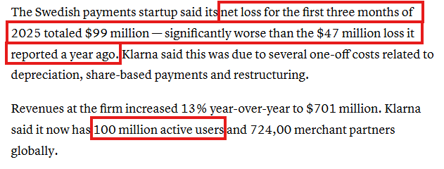 🚨 BREAKING: "Klarna: Perdite in Aumento del 110% nel Primo Trimestre 2025, Riflessioni sul Servizio 'Compra Ora, Paga Dopo'"