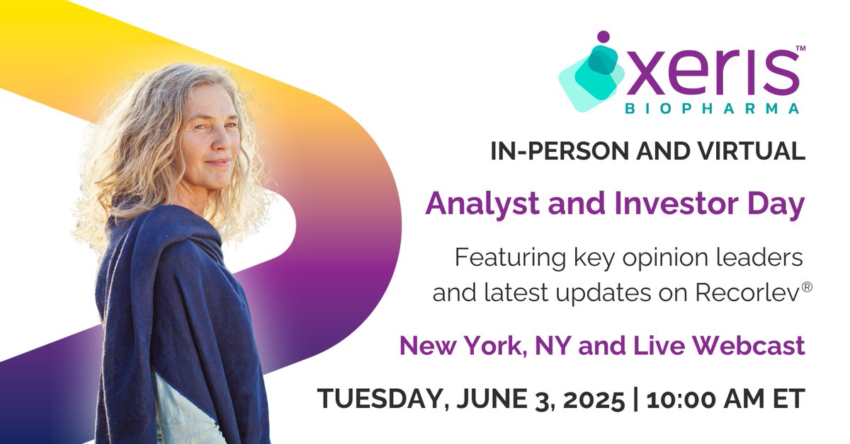 Don’t miss the <a href="/XerisPharma/">Xeris Pharmaceuticals</a> $XERS in-person and virtual analyst and investor day on June 3 at 10am ET, including a discussion with Dr. Eliza Geer on Cushing’s syndrome and updates on Recorlev®. In-person RSVP: bit.ly/4d8xbvi; Virtual RSVP: bit.ly/3Z8MfmZ
