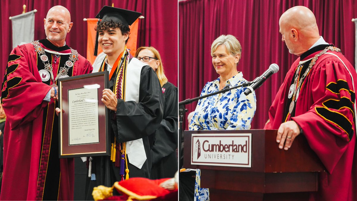 Each year, Cumberland University presents the prestigious Algernon Sydney Sullivan Award to two individuals who exemplify integrity &amp; service.

Congratulations to Austin Felts &amp; Lucy Lee on being named this year’s recipients. 👏

More ➡️ cumberland.edu/algernon-sydne…