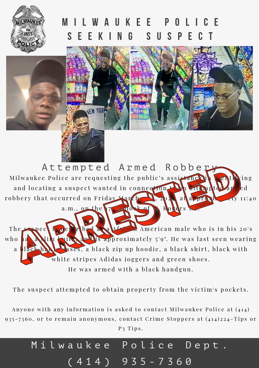 MilwaukeePolice's tweet image. #MKEPD Thank you the #MKECommunity for your assistance in this matter! This suspect was identified and arrested. Thanks for being #PartOfTheSolution and helping keep #MKESafe!