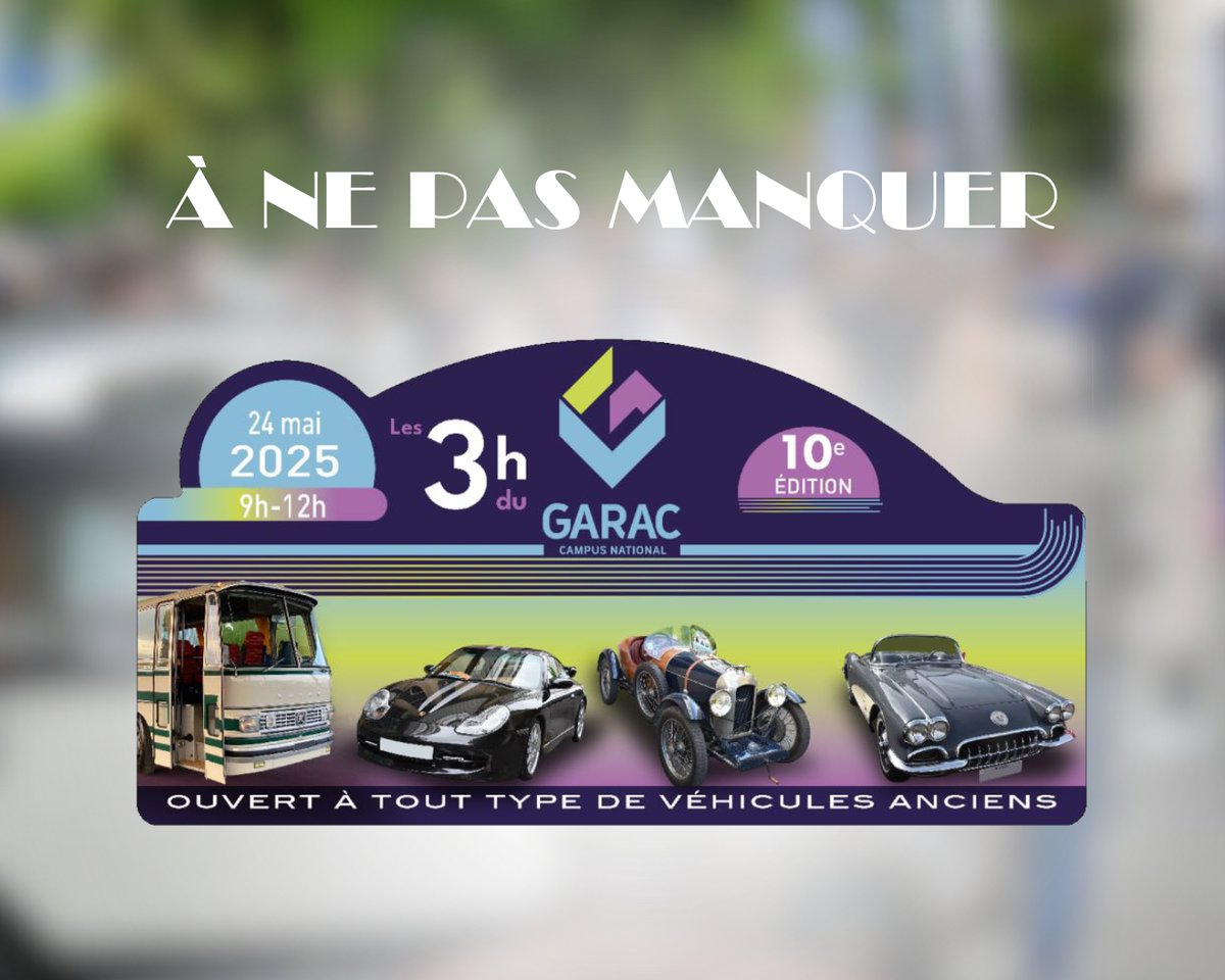 RetromobileFR's tweet photo. 🚗 Les 3 Heures du GARAC reviennent pour leur 10e édition le 24 mai à Argenteuil ! Le @GaracCampus, vous donne rendez-vous !
 
+300 véhicules, expo de la mythique DS Ballon, et passion auto au rendez-vous 🔥 Gratuit sur inscription ! 

#3HeuresDuGarac #AutoRetro https://t.co/gudGw9Ktai