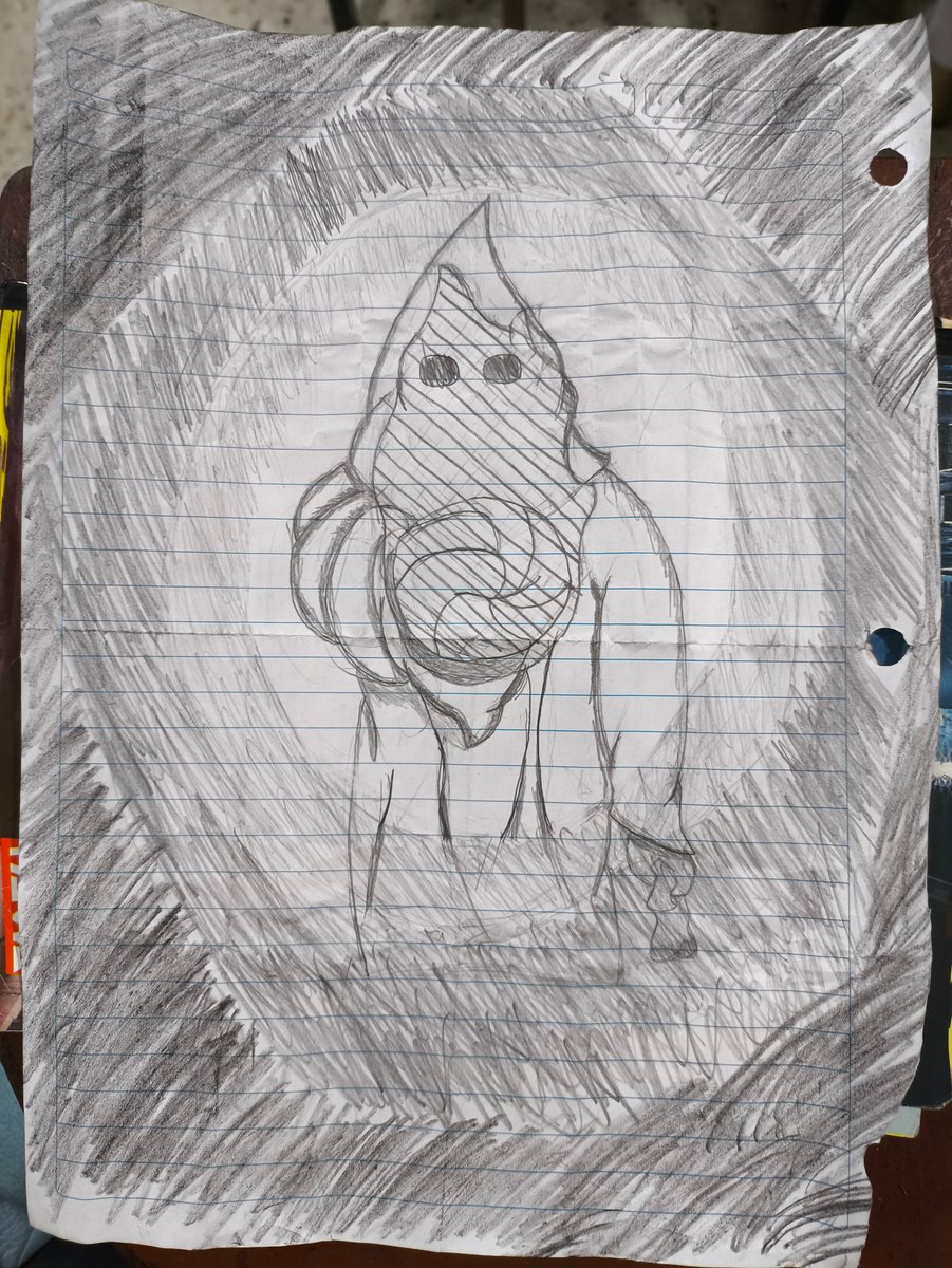 delvbendy's tweet photo. Bueno este lo hice en una clase de quimica cuando un amigo me dio una hoja pa que dibujara lo que se me ocurriera e hice esto

Intente jugar con la perspectiva haciendo la antorcha del tipo sea de ese tamaño para dar la ilusión de que esta apuntando con ella, espero les guste https://t.co/tYqna2LC0I