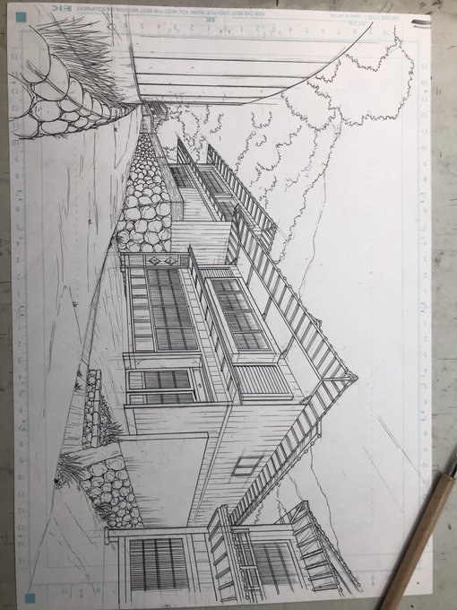 【背景作画】とりあえず。弱い方の巨大戦艦は撃沈_φ((^-^))もう1隻は小破…かな?_φ(。。;)゜。それでは。強い(邪魔臭そうな)方の戦艦1隻にも攻撃(作画)して行きましょう_φ((⌒▽⌒))戦闘(作画)始めて4時か。後何隻(何枚) 沈められる(作画出来る)かな～。_φ('▽`;) 