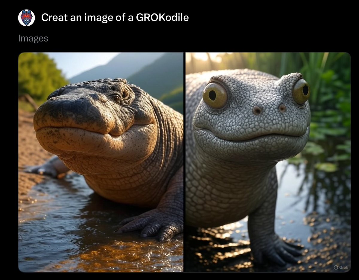 GROK seems to think of himself as a benign, half smiling, stubby snouted entity with no teeth.