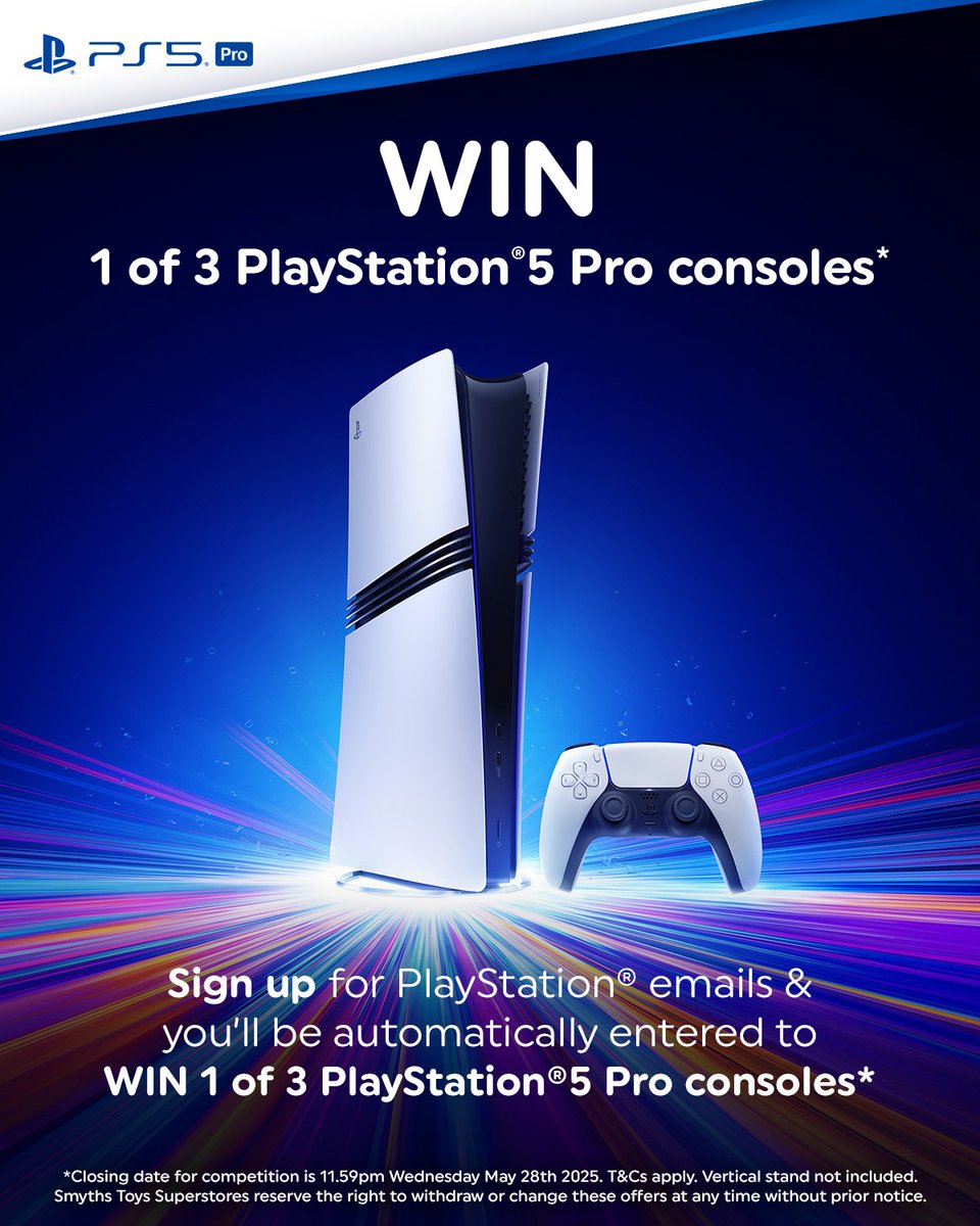 Do you want to WIN 1 of 3 PlayStation 5 Pro Consoles? 🥳🎮 

Be the first to hear about offers and newness and sign up for PlayStation emails and you’ll be automatically entered to WIN 1 of 3 PlayStation 5 Pro consoles! 😍

Sign up here 👉 tinyurl.com/ykdshbsv