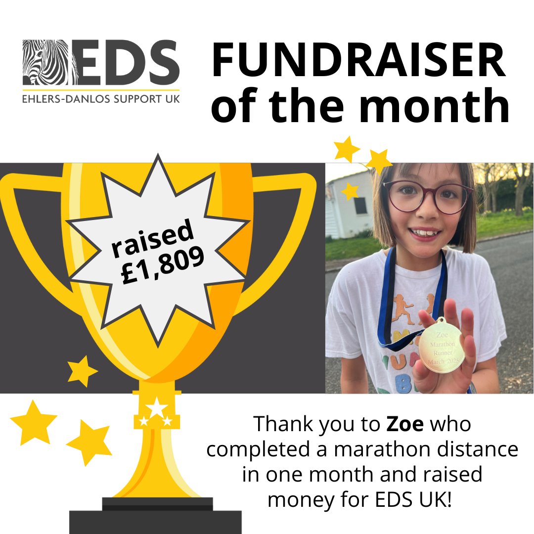 Ehlers-Danlos Support UK (@ehlersdanlosuk) on Twitter photo Thank you to our fantastic fundraiser Zoe who, at the age of just 12 years old, completed a full marathon distance in one month and raised a fantastic £1,809 for <a href="/ehlersdanlosuk/">Ehlers-Danlos Support UK</a> Thank you to our fantastic fundraiser Zoe who, at the age of just 12 years old, completed a full marathon distance in one month and raised a fantastic £1,809 for <a href="/ehlersdanlosuk/">Ehlers-Danlos Support UK</a>